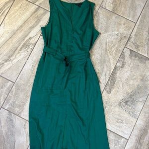 Kelly Green Linen Blend Sheath Dress